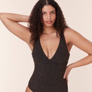 Andie The Augustine One Piece - Lurex Rib - Black - Long Torso Size MBLACK / M